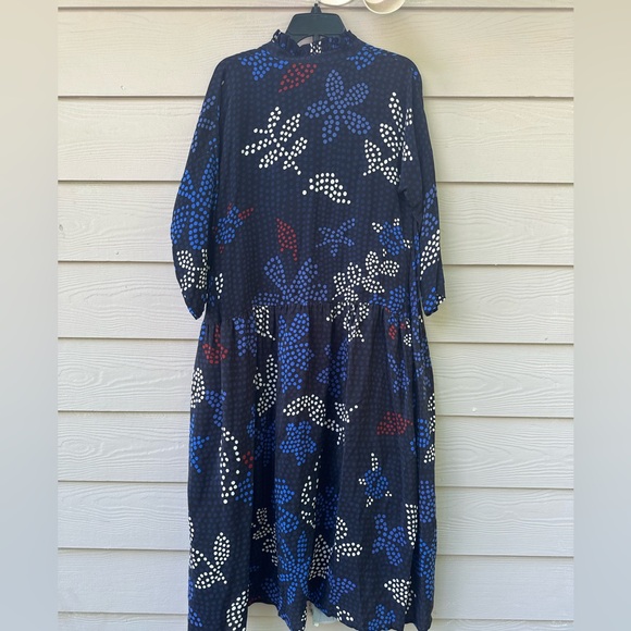 Mii Silk Blue and White Long Sleeve Sundress - Picture 9 of 12